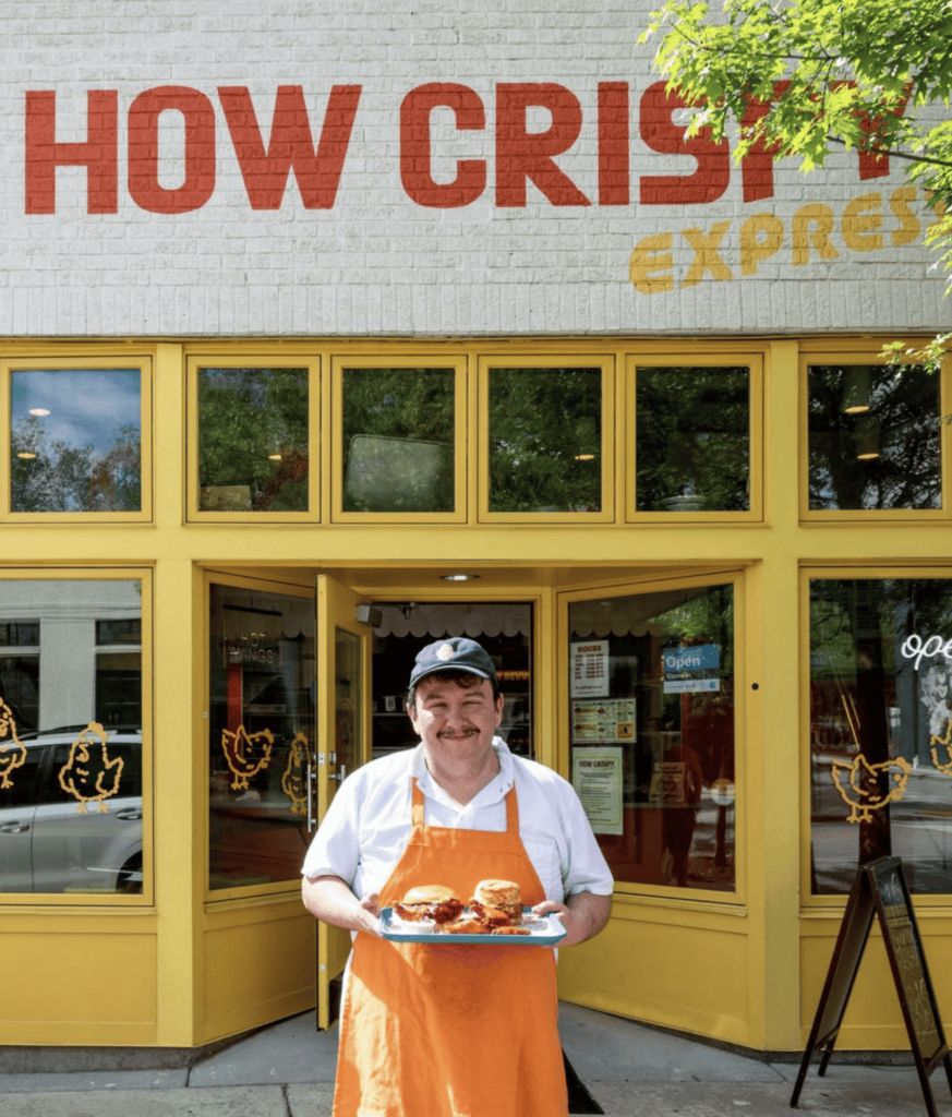 Fried chicken restaurant for sale in Atlanta with patio and high visibility frontage on GA Avenue. P.