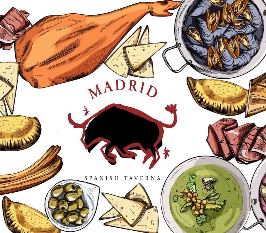 Madrid spanish tapas illustration.