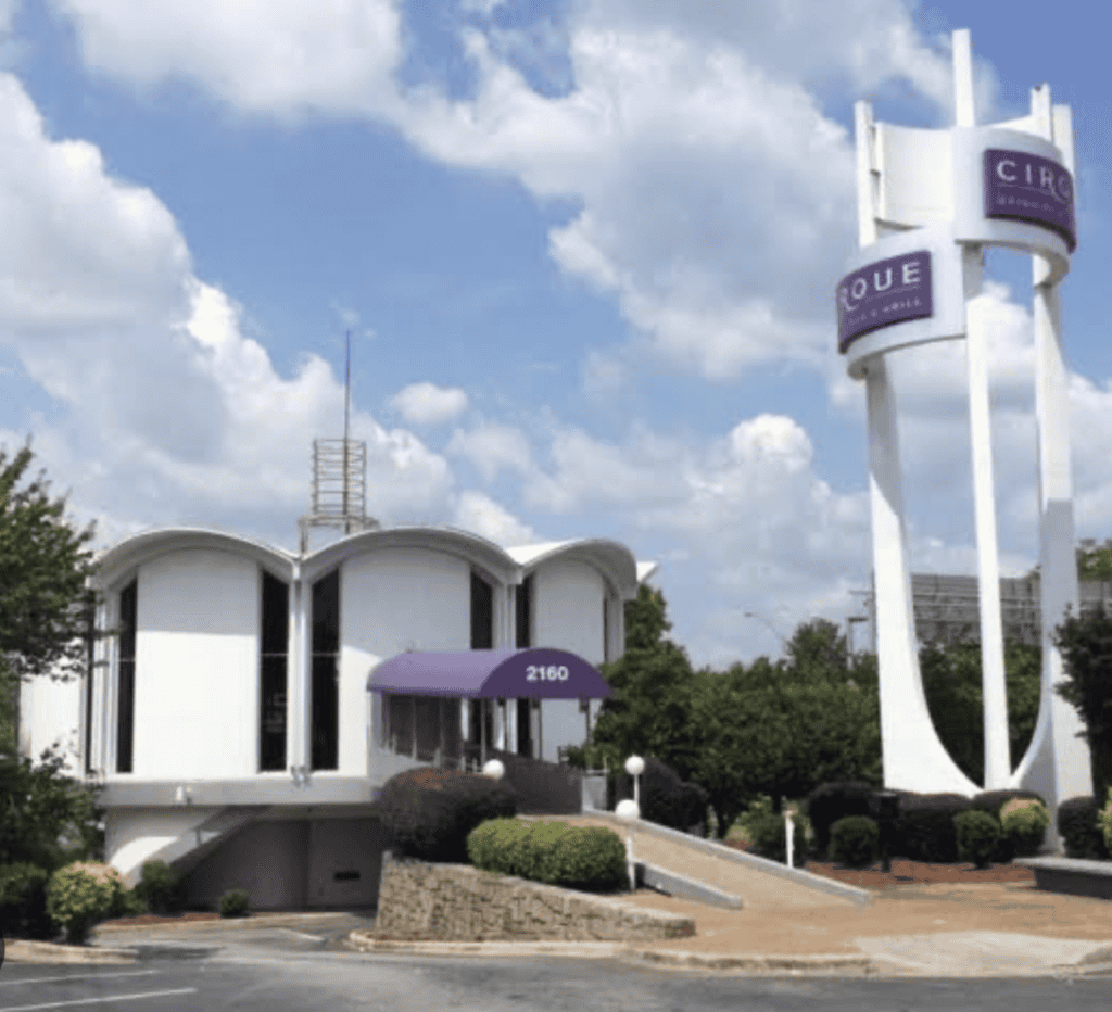 Atlanta restaurant real estate brokers office with unique architecture and signage.
