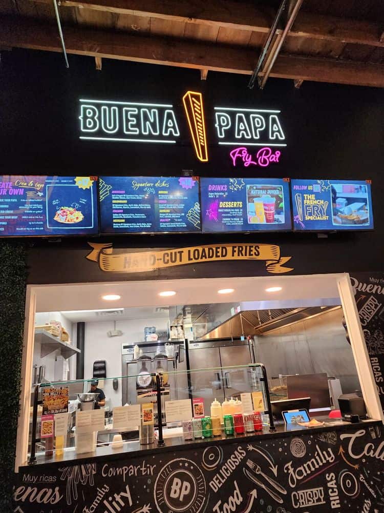 Freshly prepared fries and fast food at Buena Papa, a popular Atlanta restaurant specializing in loa.