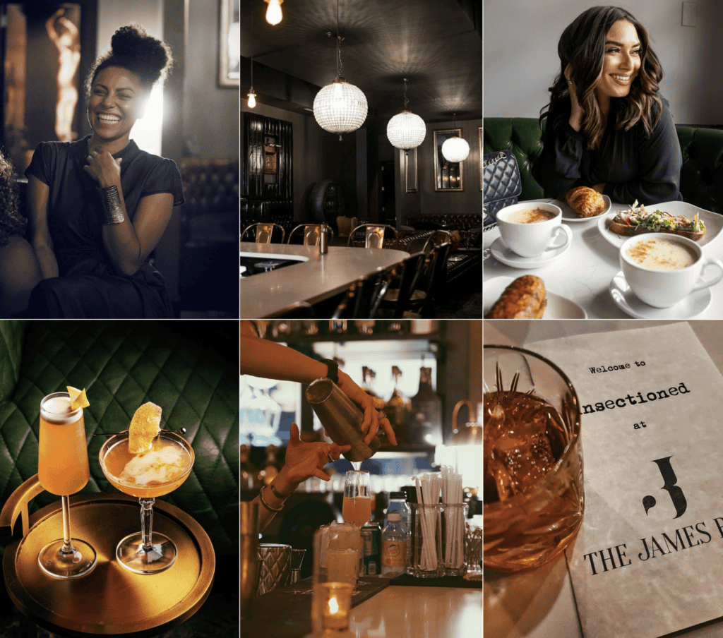 Atlanta restaurant real estate brokers meeting with clients in a stylish venue.
